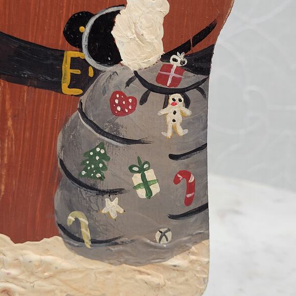 VINTAGE Wooden Carved Santa Claus Figure‎ 10" Handpainted Christmas Folk Art - Picture 4 of 12
